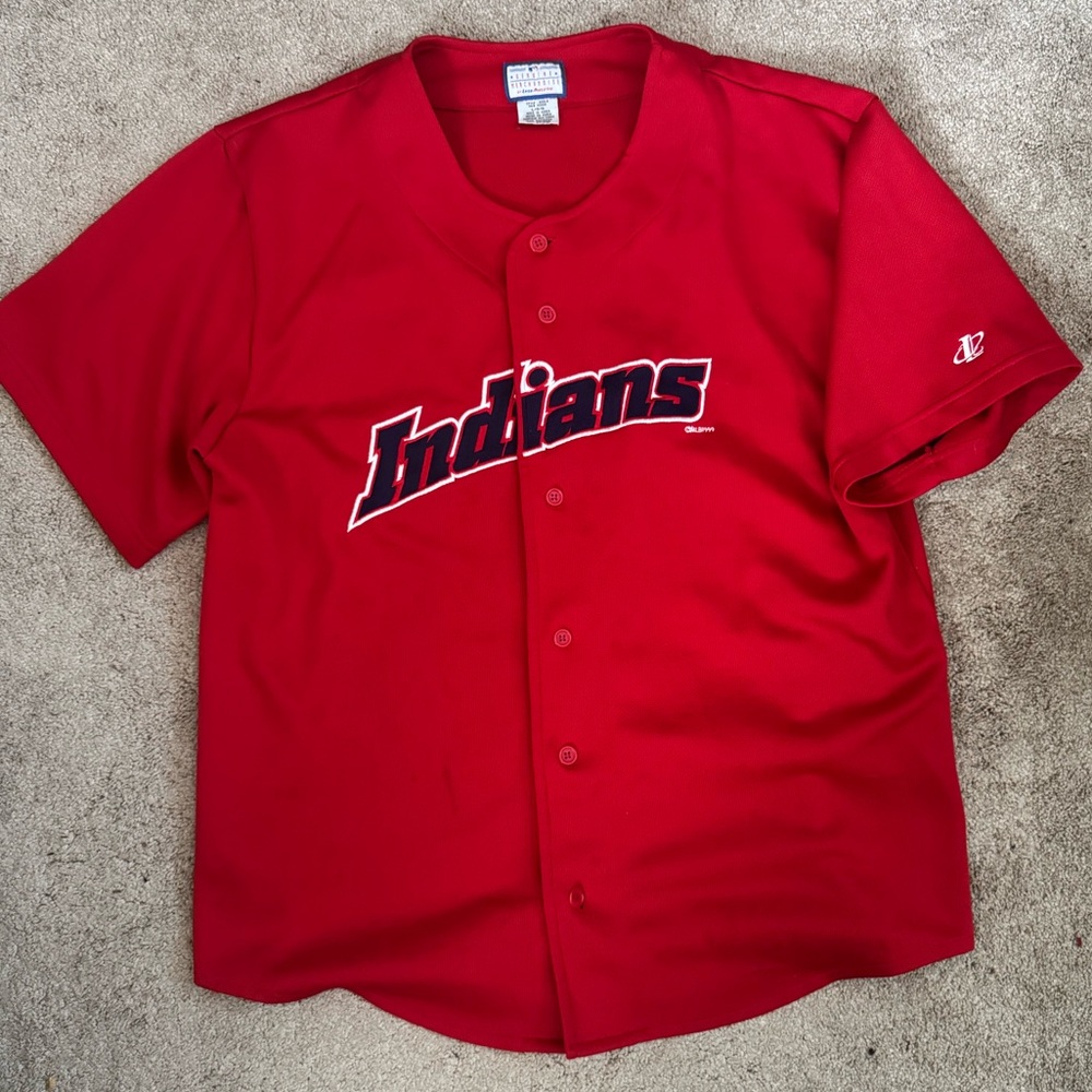 #403 Majestic MLB Authentic Cleveland Indians 1990s Home Jersey Stitched